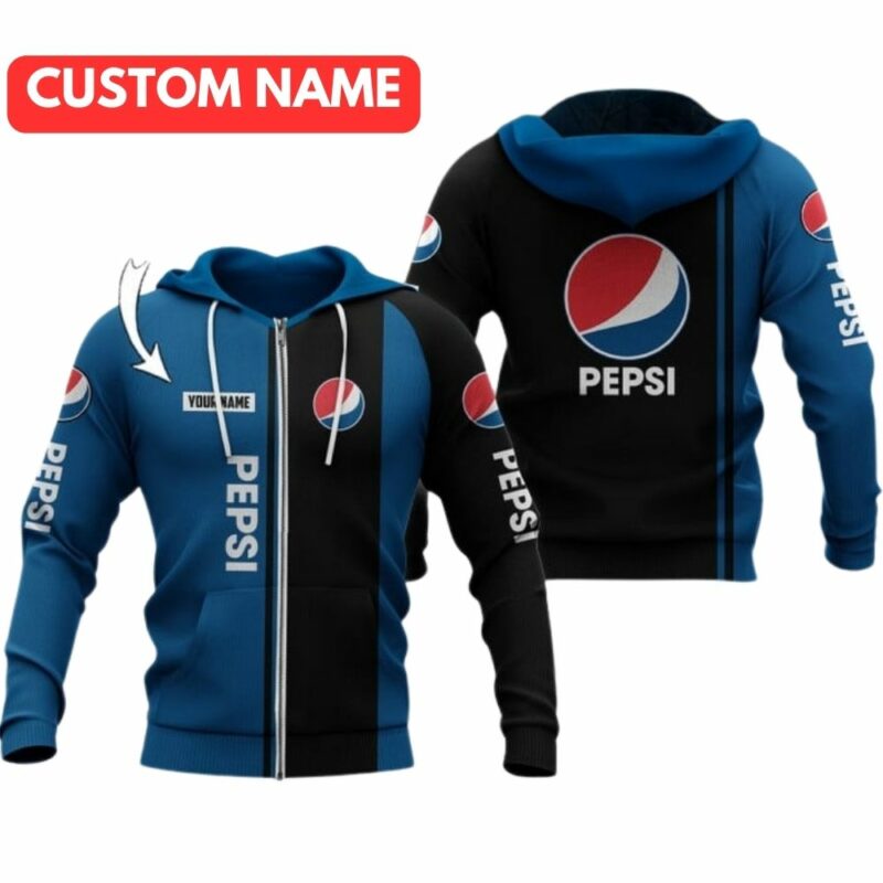 Personalized Pepsi Logo My Heart Black And Blue All Over Print Hoodie