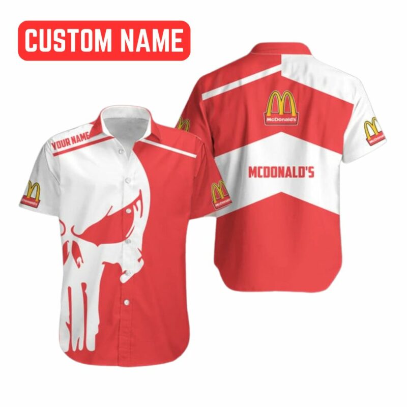 Personalized Skull Punisher With Logo McDonalds White And Red Hawaiian Shirt