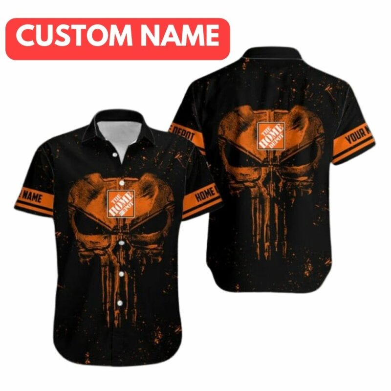 Personalized Skull Punisher With Logo The Home Depot Hawaiian Shirt