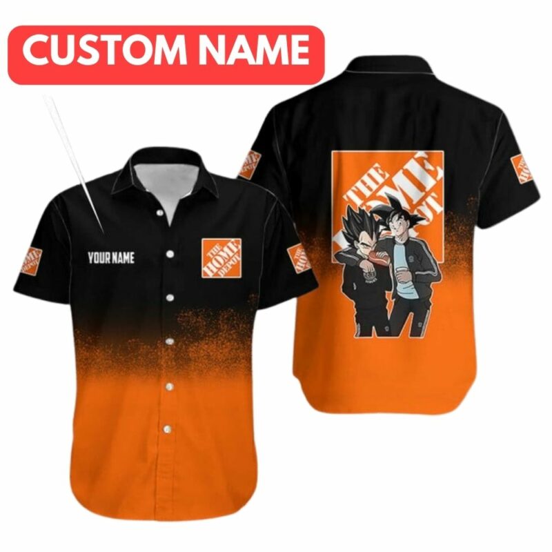 Personalized Son Goku With The Home Depot Black And Orange Hawaiian Shirt
