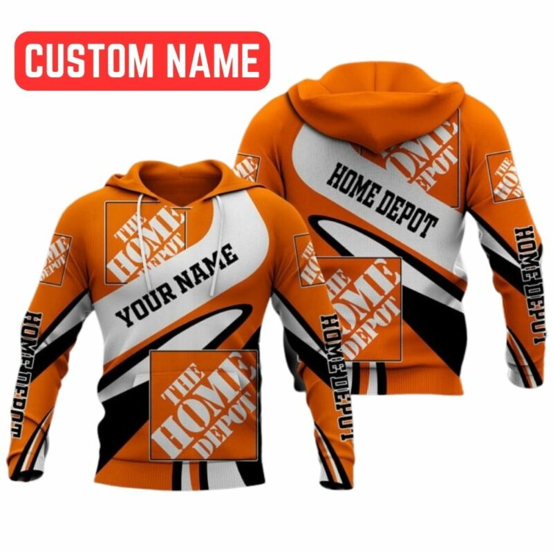 Personalized The Home Depot Black White And Orange All Over Print Hoodie