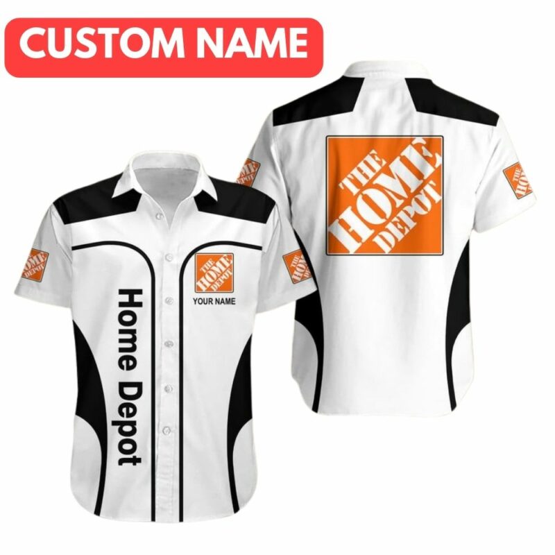 Personalized The Home Depot In My Heart Back And White Hawaiian Shirt