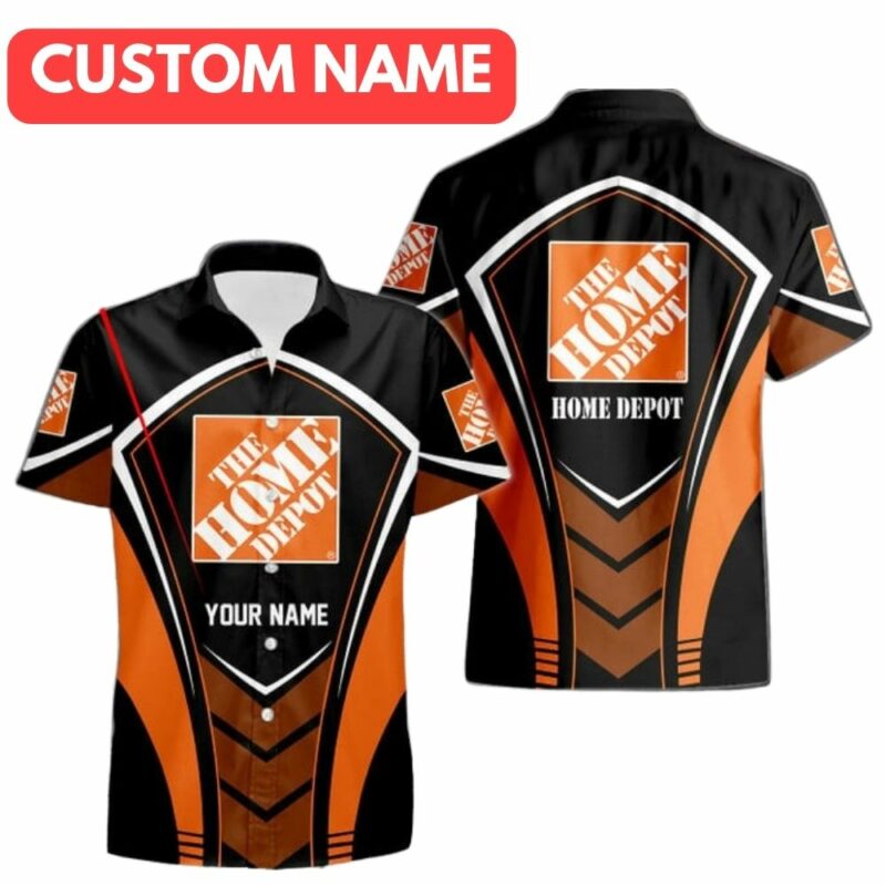 Personalized The Home Depot In My Heart Black And Orange Funny Hawaiian Shirt