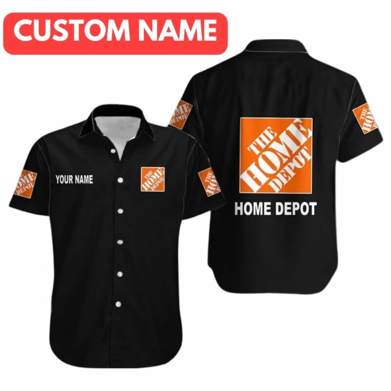 Personalized The Home Depot In My Heart Funny Black Hawaiian Shirt