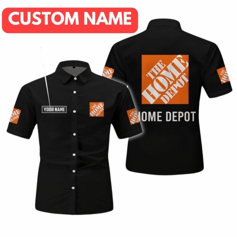 Personalized The Home Depot In My Heart Logo Funny Black Hawaiian Shirt