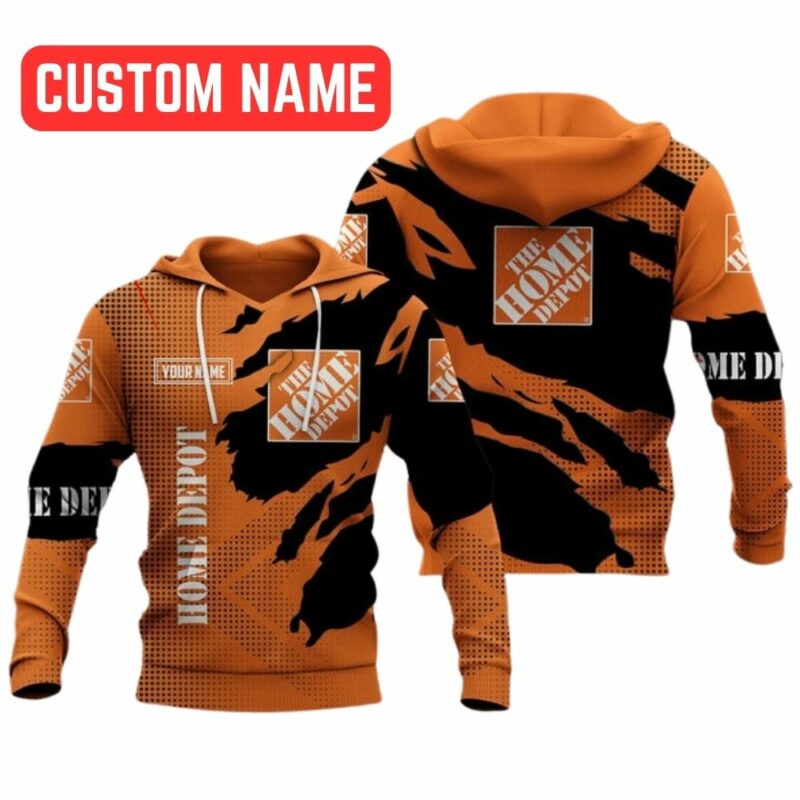 Personalized The Home Depot Logo Black And Orange Funny All Over Print Hoodie