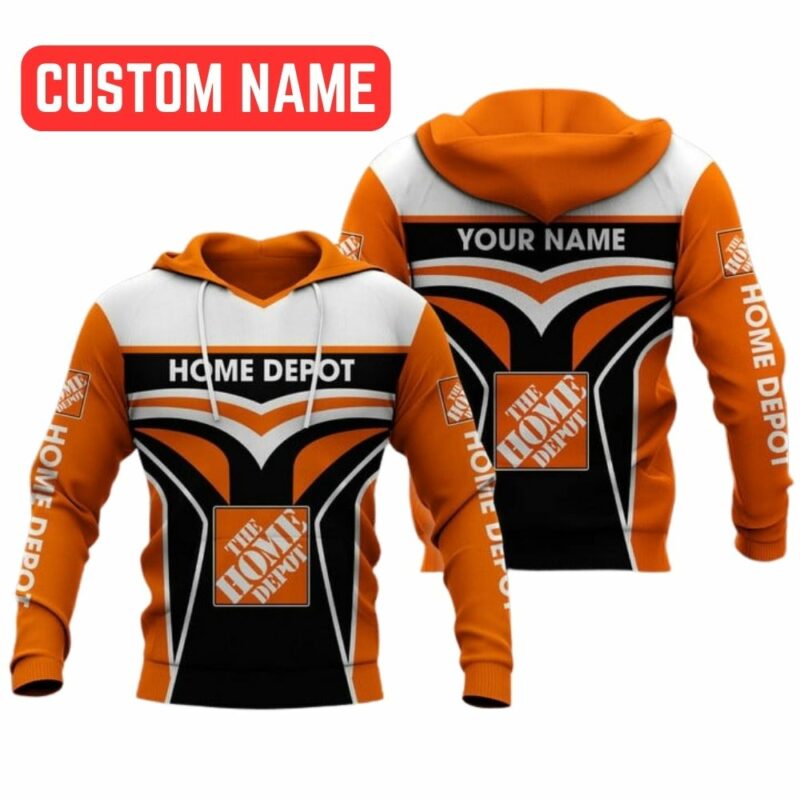 Personalized The Home Depot Logo Black White And Orange All Over Print Hoodie