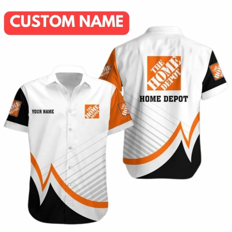 Personalized The Home Depot Logo In My Heart White And Black Hawaiian Shirt