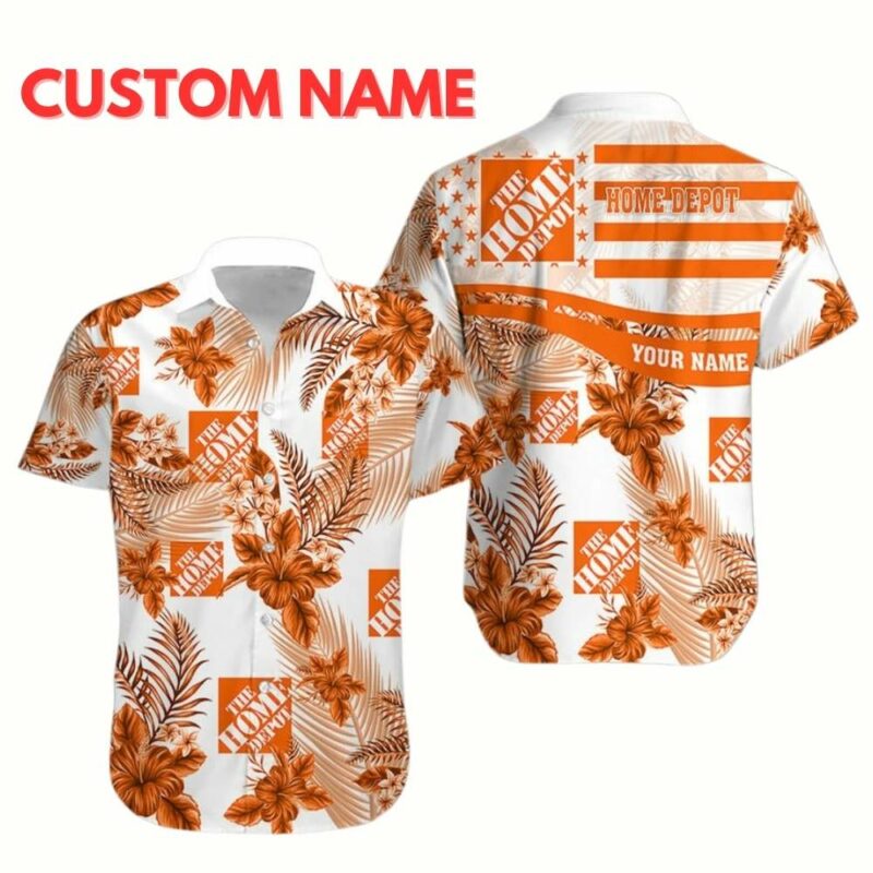 Personalized The Home Depot Many Logo And Patterns Flowers Hawaiian Shirt