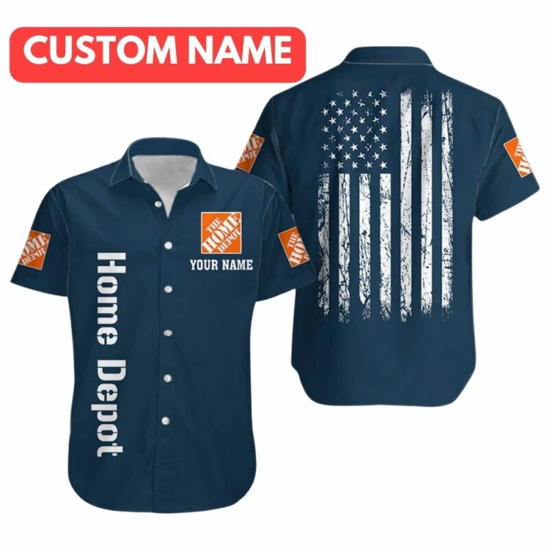 Personalized The Home Depot With Flag American Hawaiian Shirt