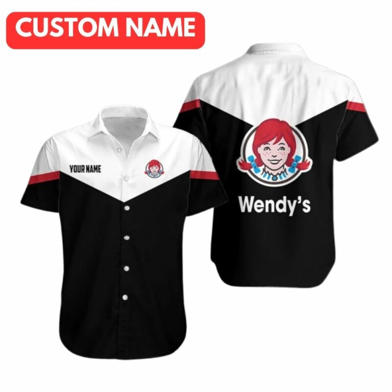 Personalized Wendys In My Heart Black And White Hawaiian Shirt