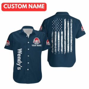 Personalized Wendy's In My Heart With Flag American Hawaiian Shirt