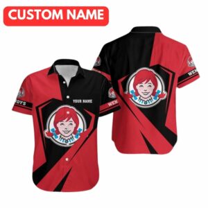 Personalized Wendy's Logo Black And Red Hawaiian Shirt