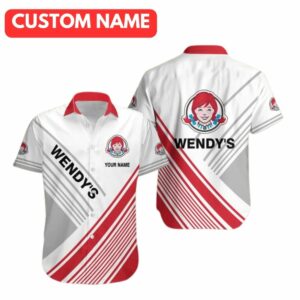 Personalized Wendy's Logo In My Heart White Hawaiian Shirt
