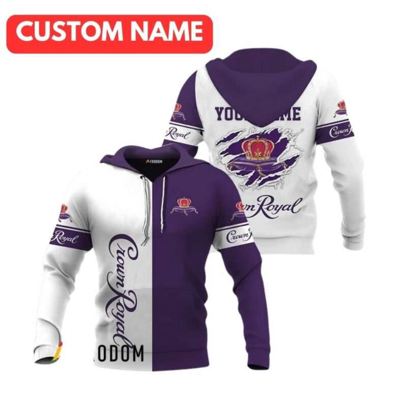 Personalized White And Purple Crown Royal Claw All Over Print Hoodie
