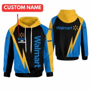 Personalized And Department Logo Walmart Black And Blue All Over Print Hoodie