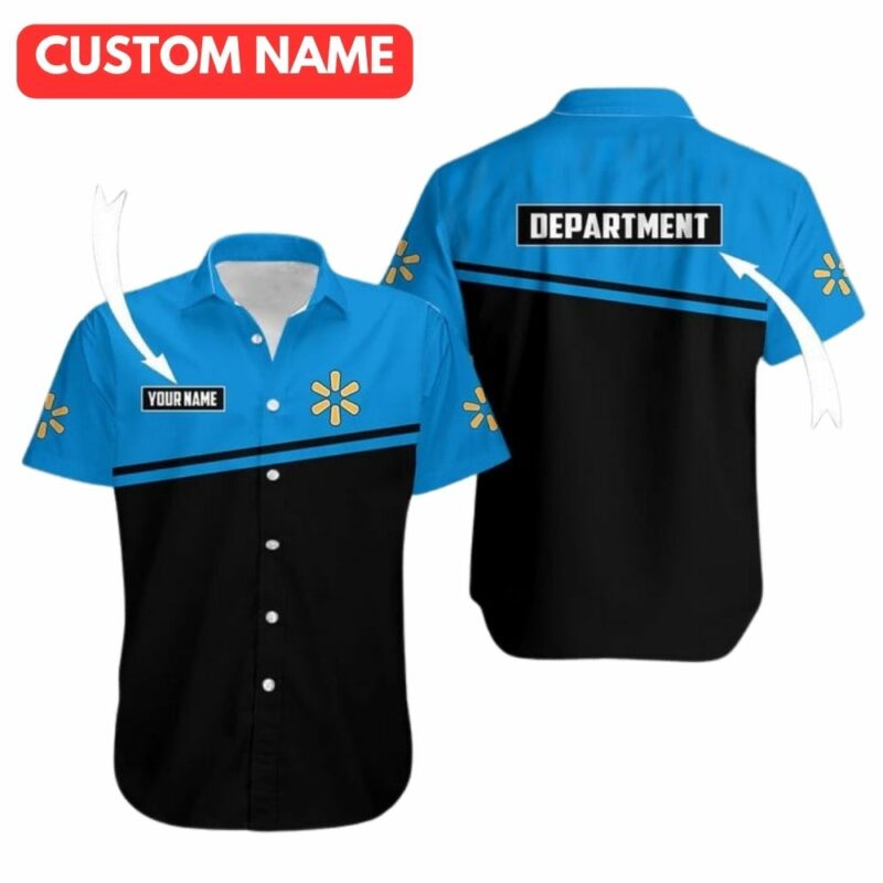 Personalized and department logo walmart hawaiian shirt 1