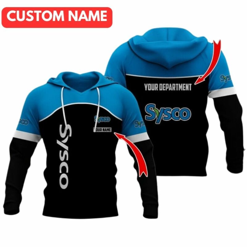 Personalized and department sysco in my heart black and blue 3d hoodie 1