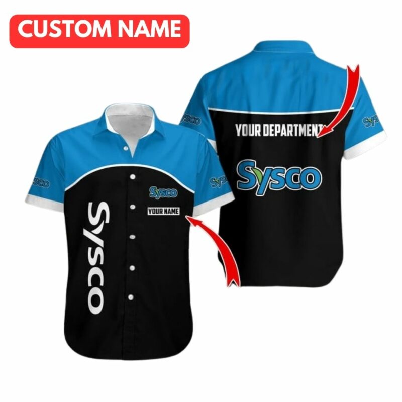 Personalized and department sysco in my heart black and blue hawaiian shirt 1