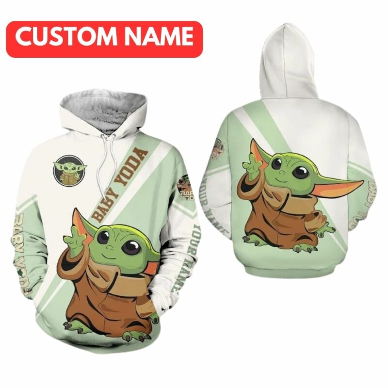 Personalized baby yoda 3d hoodie 1