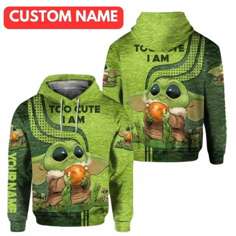 Personalized baby yoda coffee too cute i am 3d hoodie 1