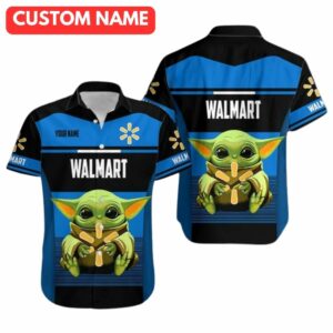 Personalized Baby Yoda Hold Logo Walmart Hawaiian Shirt