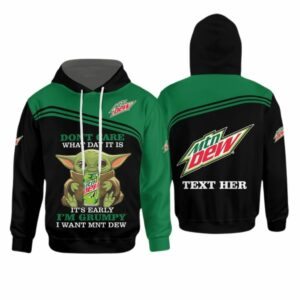 Personalized Baby Yoda I'm Grumpy I Want MNT Dew All Over Print Hoodie
