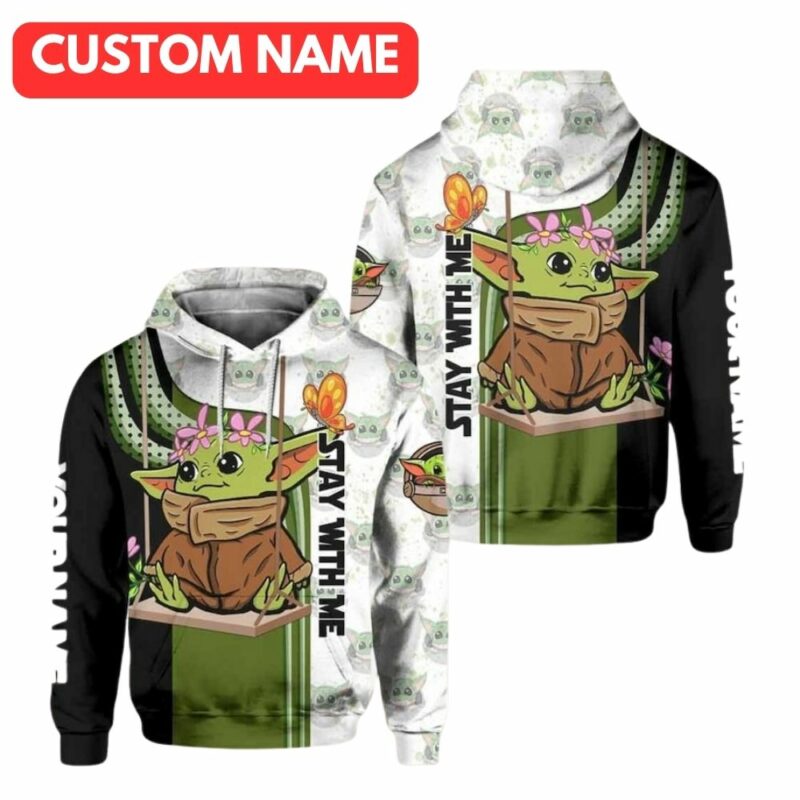 Personalized baby yoda stay with me 3d hoodie 1