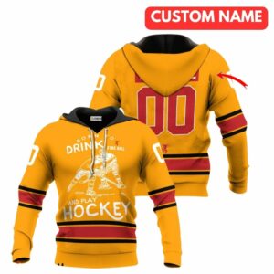 Personalized Born To Drink Fireball Whisky And Play Hockey All Over Print Hoodie