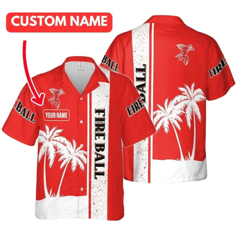 Personalized cinnamon fireball whiskey coconut tropical hawaiian shirt 1