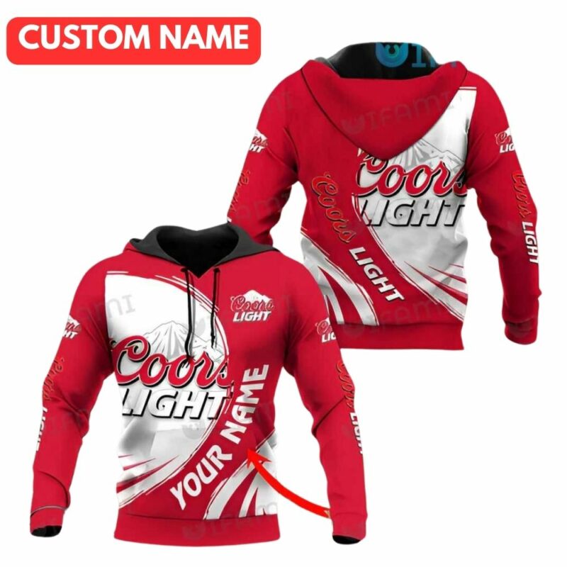 Personalized coors light logo in my heart white and red 3d hoodie 1