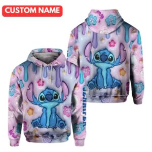Personalized Cute Stitch Ohana Means Family Hibiscus Flower All Over Print Hoodie