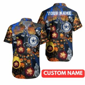 Personalized Dallas Skull Pumpkin Halloween Hawaiian Shirt