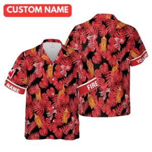 Personalized Fireball Cinnamon Whisky Floral Flower Pattern Hawaiian Shirt