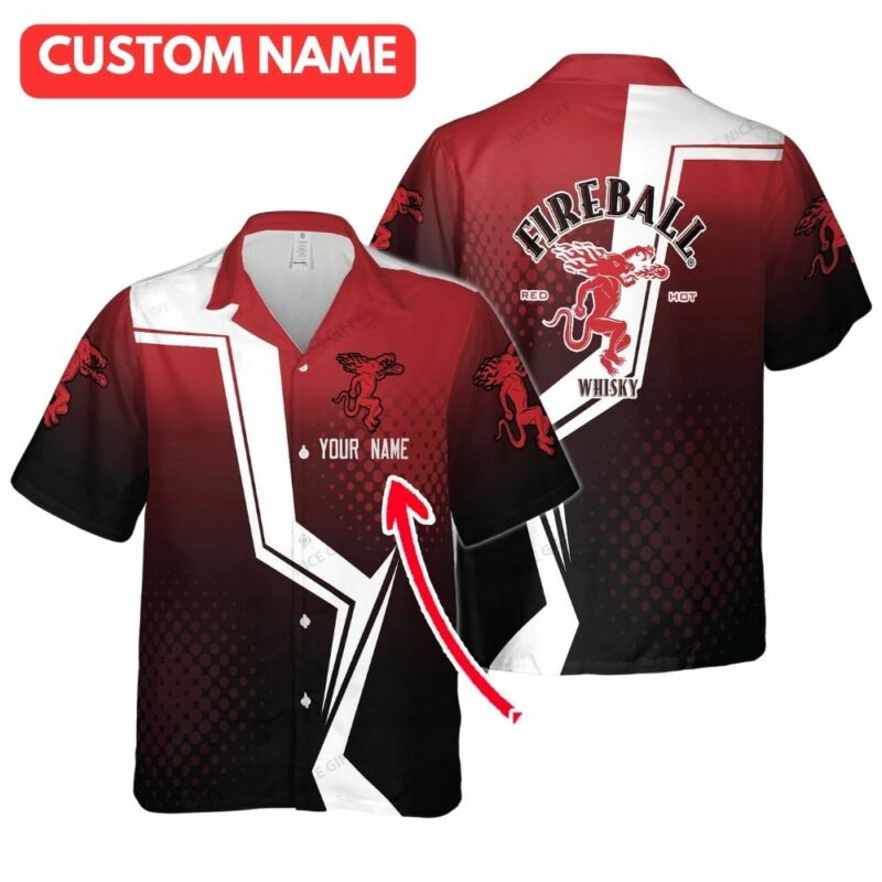 Personalized fireball cinnamon whisky hawaiian shirt 1