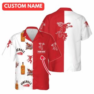 Personalized Fireball Cinnamon Whisky In My Heart White And Red Hawaiian Shirt