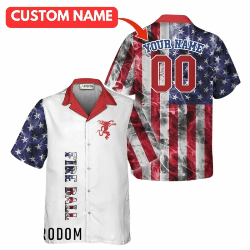 Personalized fireball whiskey us flag smoke hawaiian shirt 1 1