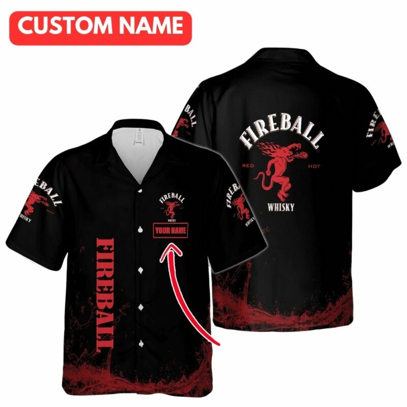 Personalized fireball whiskey vacation summer hawaiian shirt 1