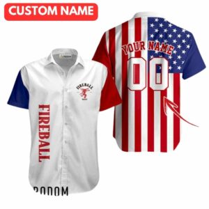 Personalized Fireball Whisky USA Flag Fourth Of July Hawaiian Shirt