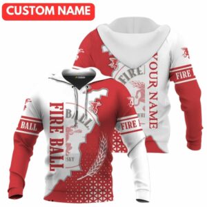 Personalized Fireball Whisky White And Red Cracking All Over Print Hoodie