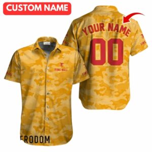 Personalized Fireball Whisky Yellow Camouflage Hawaiian Shirt