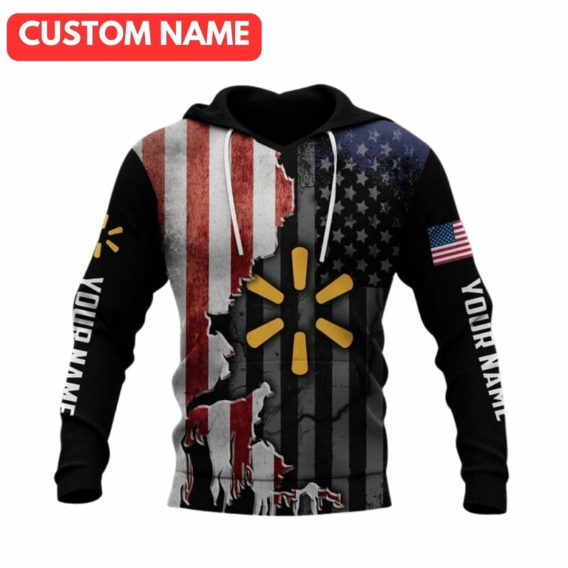 Personalized flag american with logo walmart 3d hoodie 1