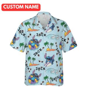 Personalized Funny Stitch Aloha Tropical Summer Beach Vacation Hawaiian Shirt