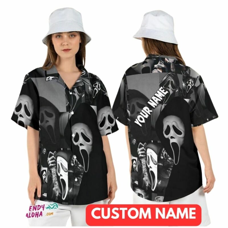 Personalized ghostface scream movie scary halloween hawaiian shirt 1