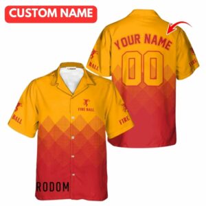 Personalized Gradient Fireball Whiskey Hawaiian Shirt