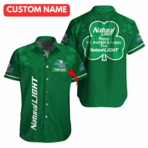 Personalized Happy St Patricks Day From Natural Light Hawaiian Shirt