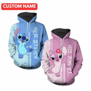 Personalized Her Stitch His Angel All Over Print Hoodie