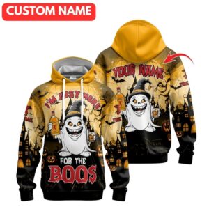 Personalized Im Just Here For The Boos Fireball Whisky All Over Print Hoodie