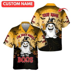 Personalized I'm Just Here For The Boos Fireball Whisky Hawaiian Shirt