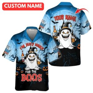 Personalized Im Just Here For The Boos Natural Light Hawaiian Shirt